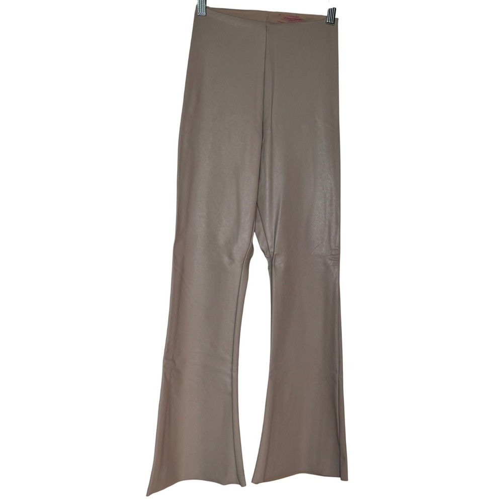 Commando SLG33 Faux Leather Cropped Flare Pants Sand Tan Womens Medium NEW